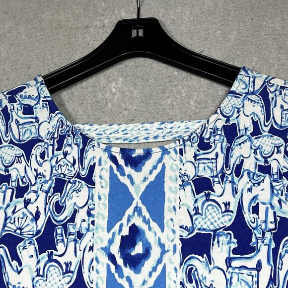 Lilly Pulitzer Dress Womens Medium Blue/White Ophelia Dress Get Trunky Pattern - Picture 2 of 13